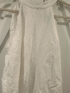 Aqua White Eyelet Halter Dress